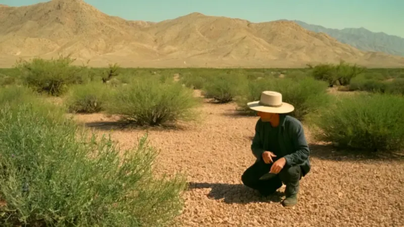 Alguien cuida flores en el desierto