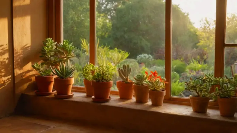 Luz ilumina a jardinero con sus plantas