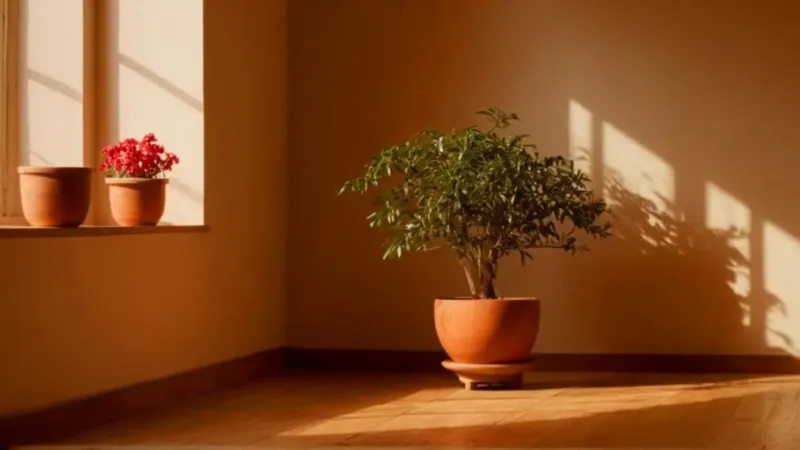 Persona colocando una planta en un estante