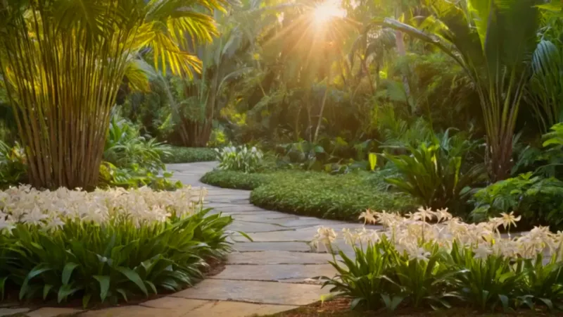 Jardinero cuida flores en un jardín soleado