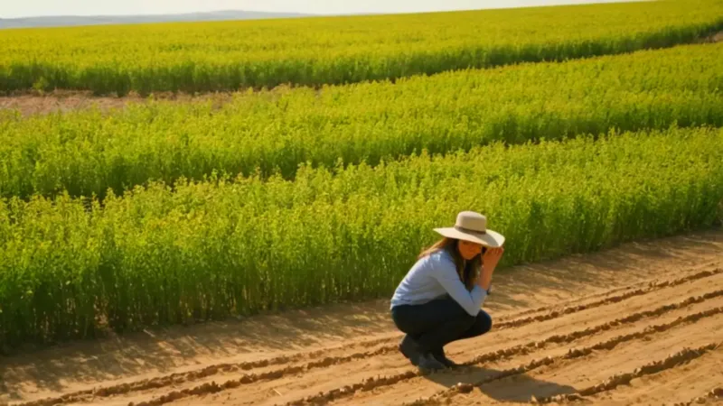 Un campesino cuida su siembra dorada