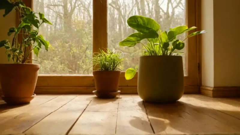 Alguien cuida una planta a la luz