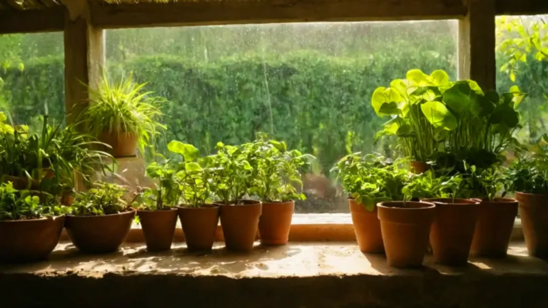 Una persona cuida plantas en un invernadero
