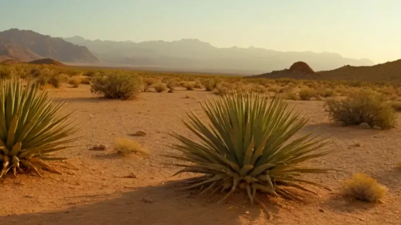Un hombre observa una planta del desierto