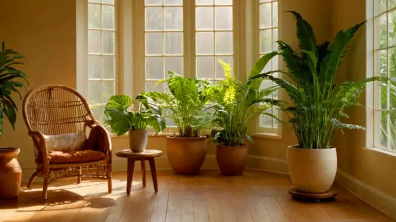 Alguien cuida plantas en un cuarto soleado