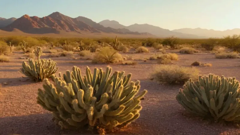 Desierto dorado bajo el sol del atardecer
