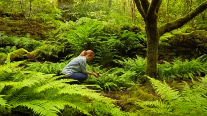 Alguien cuida un jardín en el bosque