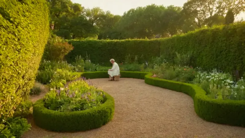Persona en el jardín al atardecer
