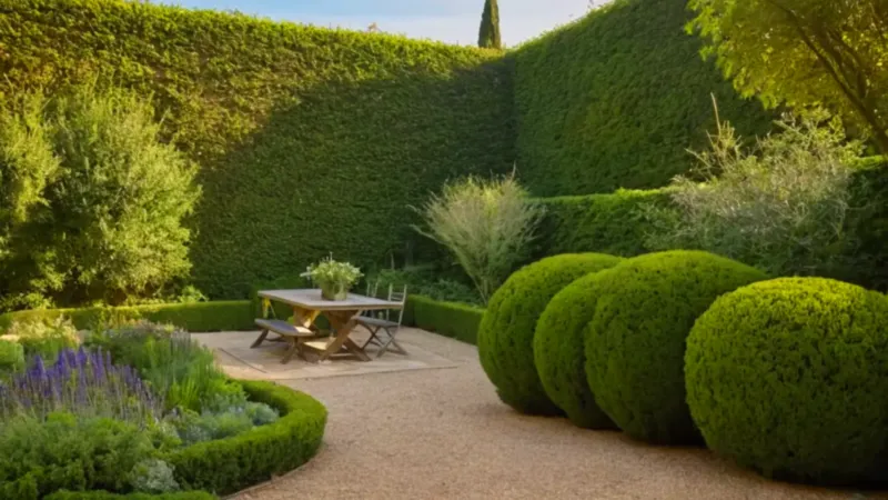 Un jardinero poda un arbusto al sol