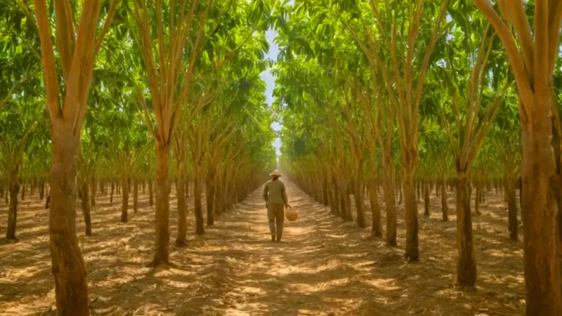 Un trabajador inspecciona una planta enferma