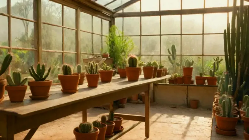 Alguien cuida plantas en un invernadero