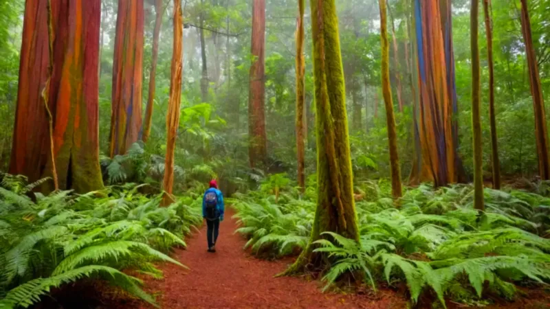 La inmensidad de los eucaliptos arcoíris