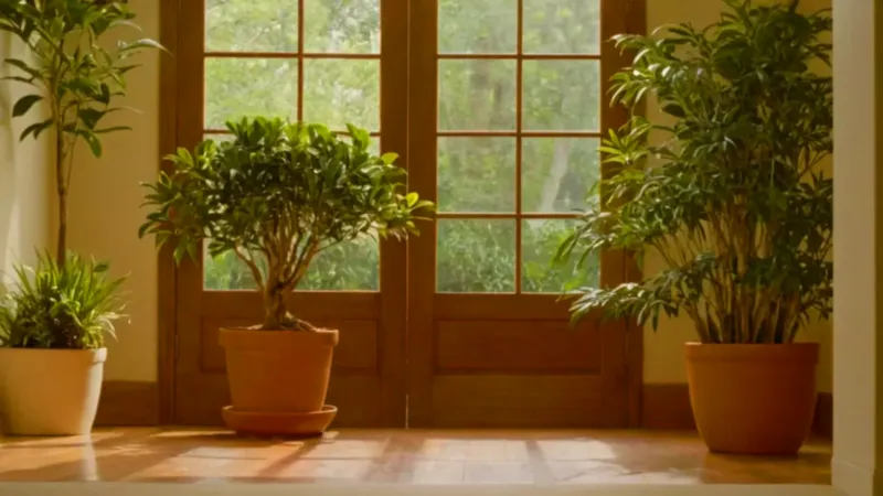 Persona cuida su planta al sol