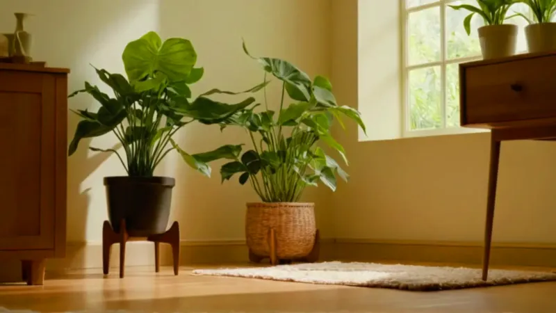 Alguien cuida su planta en casa