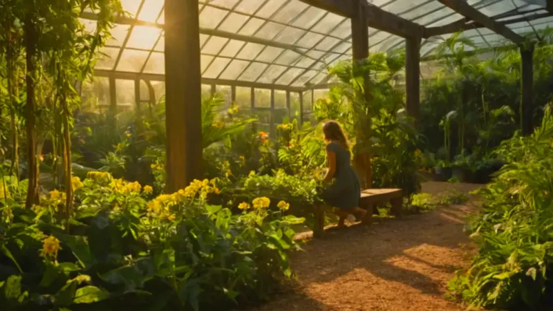 Alguien cuida plantas en un invernadero