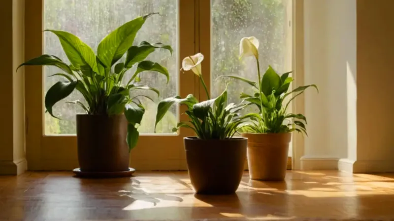 Alguien cuida una planta con luz