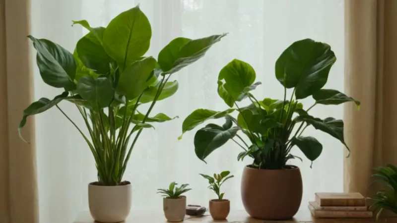 Cuidando plantas en una habitación con sol