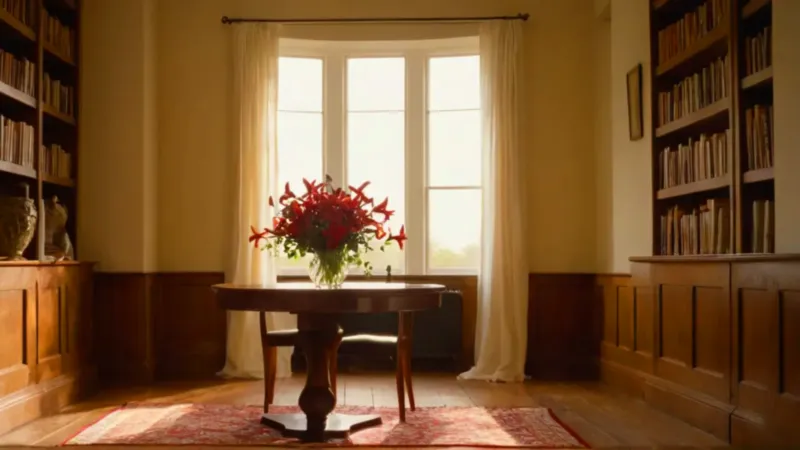 Mujer en una estancia bañada de sol