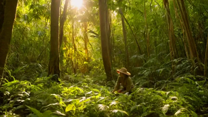 Alguien estudia flora exótica en la selva