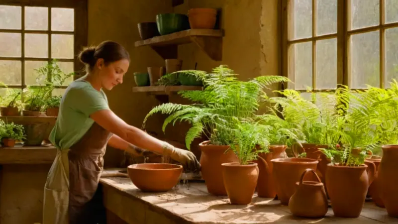 Una planta revive al ser regada