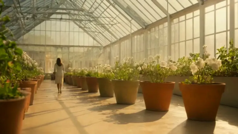 Alguien cuida plantas en un invernadero