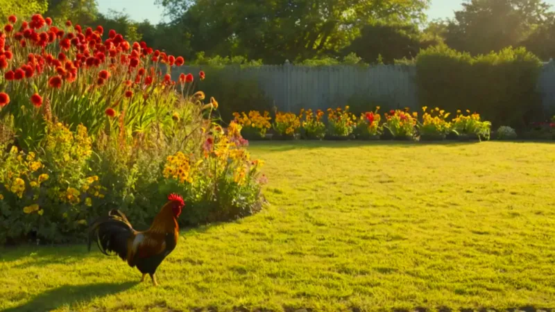 Persona cuidando el jardín al atardecer