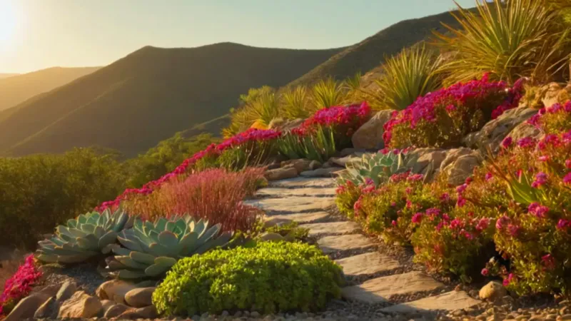 Una figura cuida flores bajo el sol