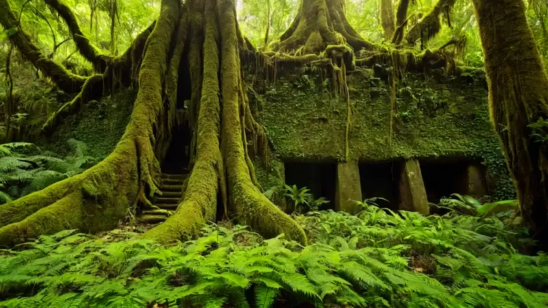 Una figura sola en la profunda selva