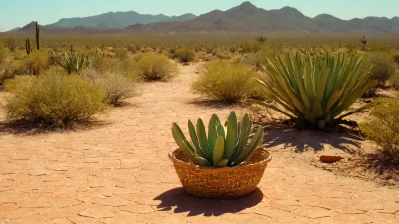 Una figura cosecha en el desierto