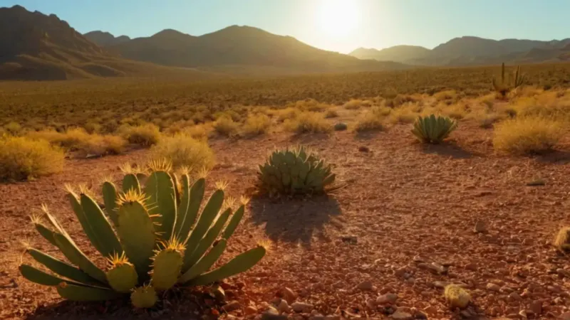 Figura solitaria en el desierto al atardecer