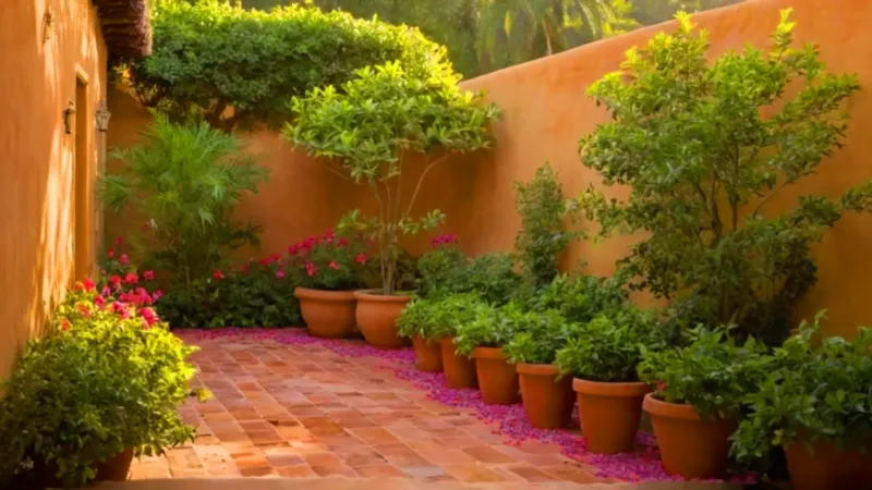 Un exuberante patio bañado por el sol