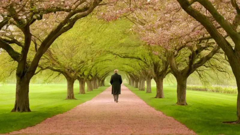 Paseo bajo un túnel de flores