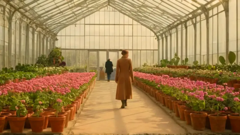 Alguien cuida plantas dentro de un invernadero