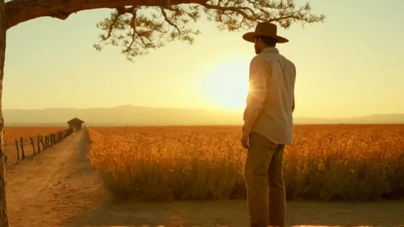 Hombre cosecha guajes bajo el sol