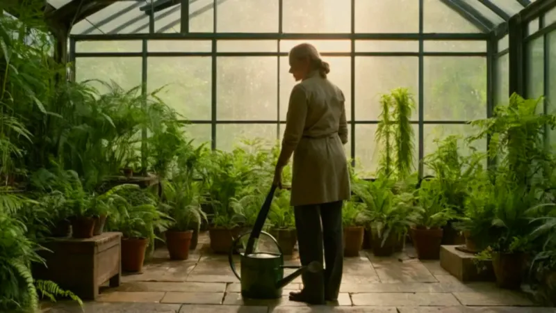 Alguien cuida plantas en un invernadero