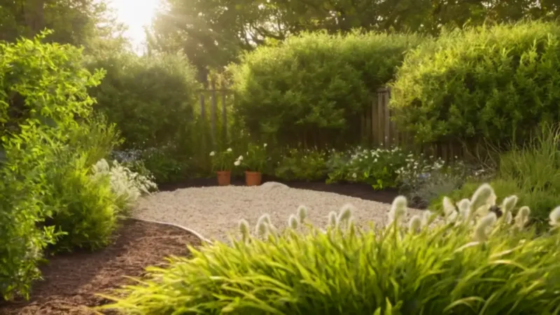 Figura arrodillada cuida el jardín soleado
