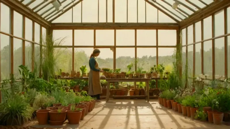 Alguien cultiva plantas dentro de un invernadero
