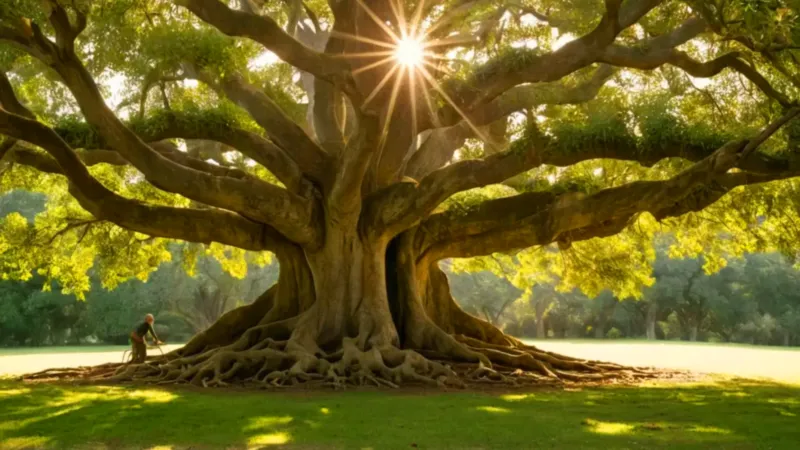 Alguien poda un árbol gigante