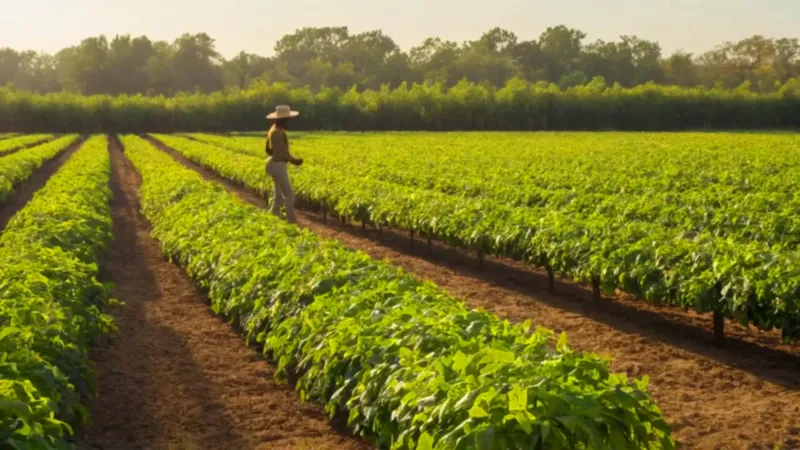 Un agricultor revisa su cultivo enfermo