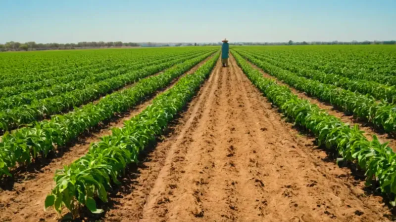 Agricultor trabajando en un campo de chiles