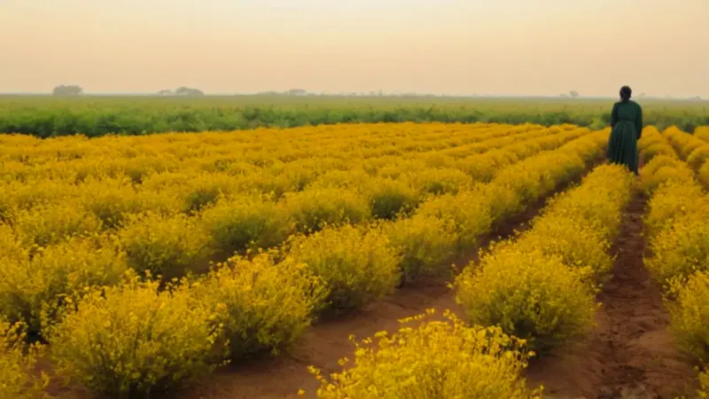Una figura trabaja la tierra bajo el sol