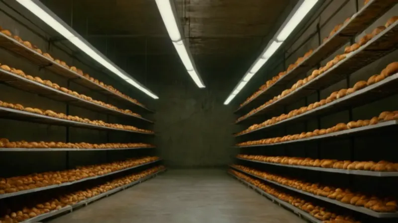 Persona en un cultivo interior de hongos