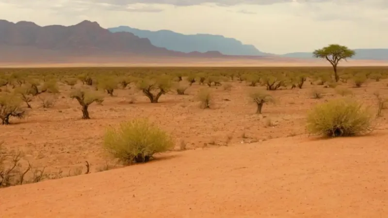 Paisaje árido con una figura solitaria
