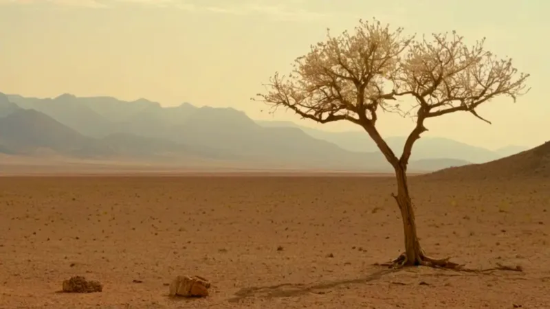 Figura solitaria en un paisaje árido