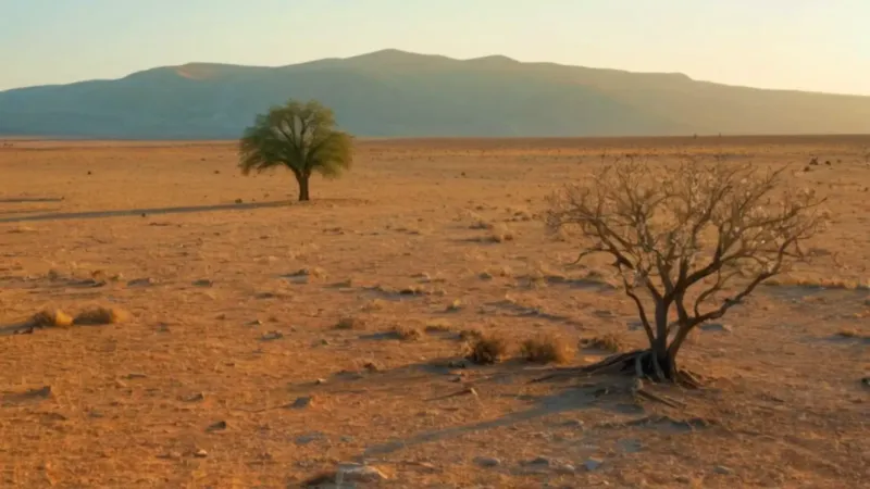 Un hombre ante un árbol del desierto