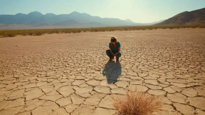 Alguien cultiva una planta en tierra árida