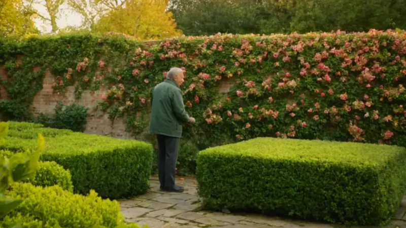 Un jardinero inspecciona su planta trepadora