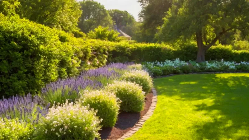 Alguien cuida un hermoso jardín soleado