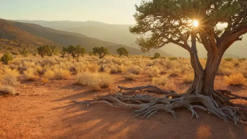Persona examina un árbol en el secarral