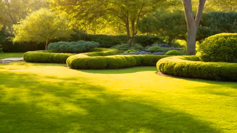 Alguien cuida el jardín al atardecer